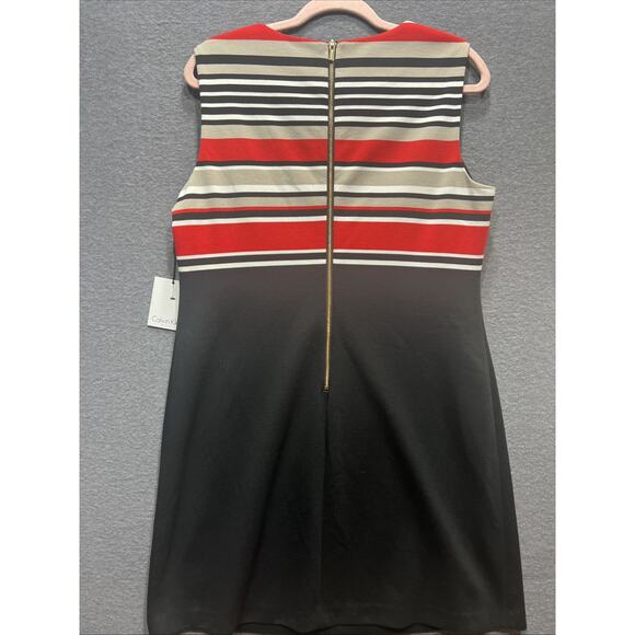 Calvin Klein Color Striped Scuba Sheath Dress Career Work Office Womens Size 14 - Picture 4 of 16